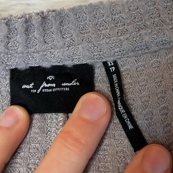 Urban Outfitters Out From Under Jojo Oversized Thermal Button-Front Top Gray - Picture 7 of 10